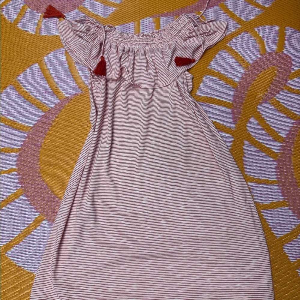 LOFT Pink Ruffled Off-Shoulder Sundress​ - Picture 3 of 8